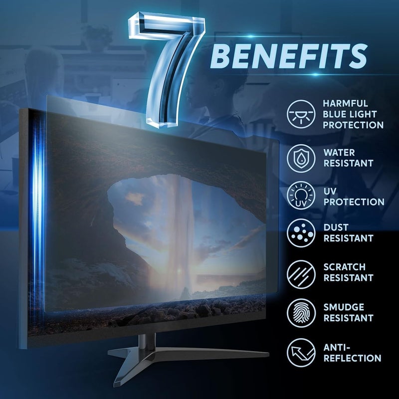 Brevynx [2 Pack 27 inch Removable Anti-Glare Blue Light Screen Protector for 16:9 Computer Monitor Display– Anti-Glare, Anti-Scratch, PC Anti-UV Eye Protection Filter Film - Image 4